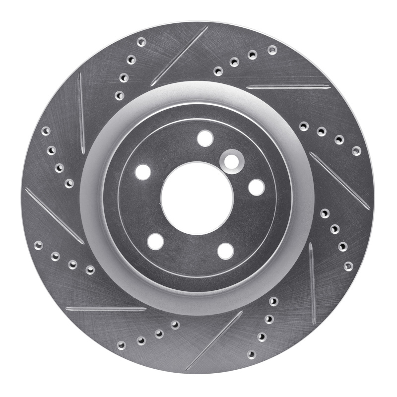 Jaguar XF Brake Rotor (1) - Rear Left - R1 Concepts - Drilled & Slotted - Silver - `16-`24